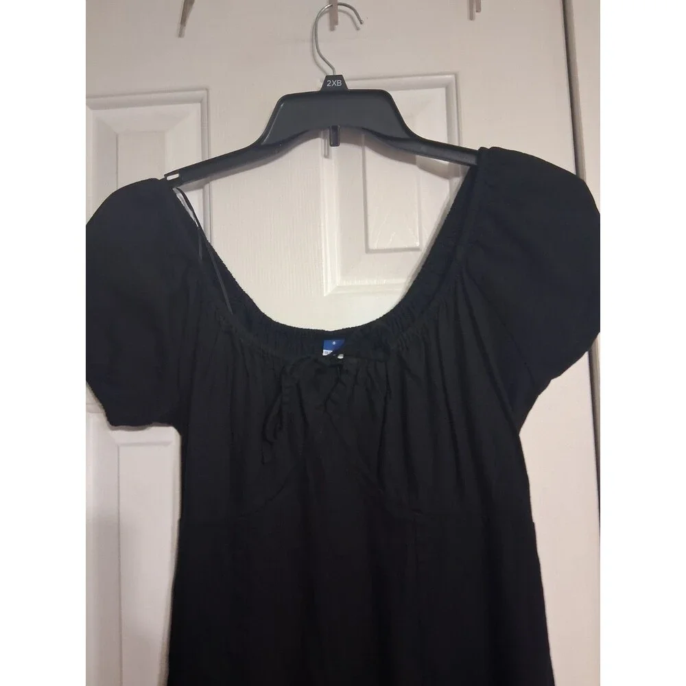 NWT Women's Old Navy Short Sleeve Scoop Neck Midi Dress Size S Black